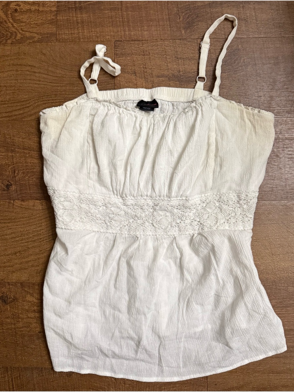 torrid Cream Smocked Waist Cami with Adjustable Straps